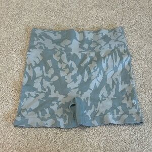 Blue Camo biker shorts. No rips or stains.